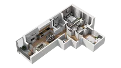 4 pokoje, mieszkanie 67,17 m², piętro 2, oferta nr A/70, Przystań Brzeźno, Gdańsk, Brzeźno, ul. Uczniowska