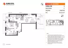 4 pokoje, mieszkanie 64,73 m², piętro 1, oferta nr D/9, Przystań Brzeźno - etap II, Gdańsk, Brzeźno, ul. Uczniowska