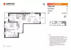 4 pokoje, mieszkanie 70,16 m², piętro 1, oferta nr C/4, Przystań Brzeźno - etap II, Gdańsk, Brzeźno, ul. Uczniowska