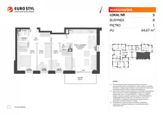 4 pokoje, mieszkanie 64,67 m², piętro 1, oferta nr B/5, Osiedle Warszawska - etap III, Gdańsk, Ujeścisko-Łostowice, Ujeścisko, ul. Warszawska