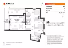 4 pokoje, mieszkanie 76,32 m², piętro 5, oferta nr A/86, Osiedle Warszawska - etap IV, Gdańsk, Ujeścisko-Łostowice, Ujeścisko, ul. Warszawska