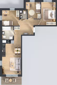 4 pokoje, mieszkanie 66,57 m², piętro 1, oferta nr B/15, Przystań Brzeźno - etap II, Gdańsk, Brzeźno, ul. Uczniowska