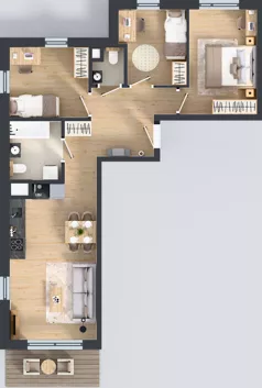 4 pokoje, mieszkanie 66,62 m², piętro 2, oferta nr B/23, Przystań Brzeźno - etap II, Gdańsk, Brzeźno, ul. Uczniowska