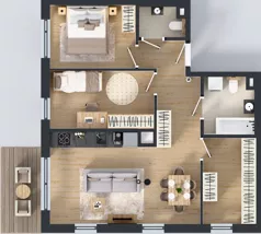 3 pokoje, mieszkanie 64,64 m², piętro 1, oferta nr C/32, Przystań Brzeźno - etap II, Gdańsk, Brzeźno, ul. Uczniowska
