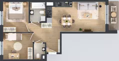 3 pokoje, mieszkanie 58,09 m², piętro 4, oferta nr C/44, Przystań Brzeźno - etap II, Gdańsk, Brzeźno, ul. Uczniowska