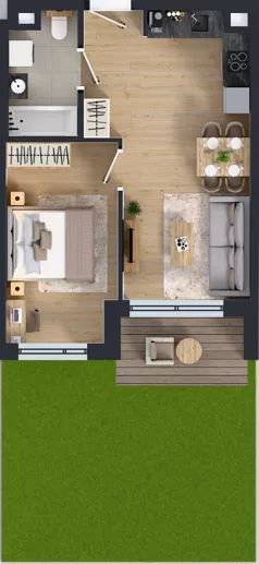 2 pokoje, mieszkanie 38,60 m², parter, oferta nr D/3, Przystań Brzeźno - etap II, Gdańsk, Brzeźno, ul. Uczniowska