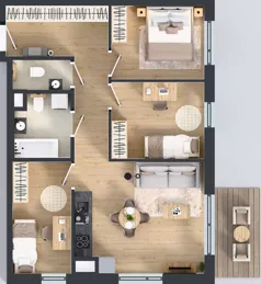 4 pokoje, mieszkanie 64,73 m², piętro 1, oferta nr D/9, Przystań Brzeźno - etap II, Gdańsk, Brzeźno, ul. Uczniowska