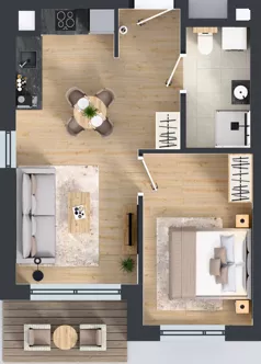 2 pokoje, mieszkanie 39,07 m², piętro 3, oferta nr D/27, Przystań Brzeźno - etap II, Gdańsk, Brzeźno, ul. Uczniowska