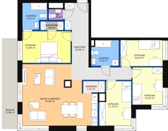 5 pokoi, mieszkanie 122,64 m², piętro 6, oferta nr CD/122, DOKI Living, Gdańsk, Śródmieście, ul. Popiełuszki / Rybaki Górne