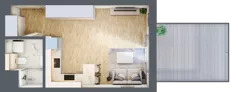 1 pokój, mieszkanie 29,51 m², piętro 1, oferta nr G/1, DOKI Living - etap II, Gdańsk, Śródmieście, ul. Popiełuszki / Rybaki Górne