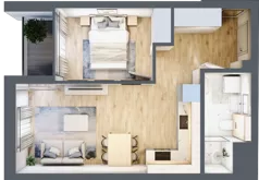 2 pokoje, mieszkanie 38,51 m², piętro 1, oferta nr G/3, DOKI Living - etap II, Gdańsk, Śródmieście, ul. Popiełuszki / Rybaki Górne