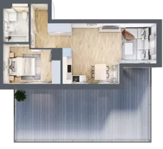 2 pokoje, mieszkanie 44,64 m², piętro 1, oferta nr G/11, DOKI Living - etap II, Gdańsk, Śródmieście, ul. Popiełuszki / Rybaki Górne