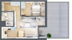 2 pokoje, mieszkanie 41,91 m², piętro 1, oferta nr G/12, DOKI Living - etap II, Gdańsk, Śródmieście, ul. Popiełuszki / Rybaki Górne
