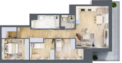 4 pokoje, mieszkanie 84,90 m², piętro 7, oferta nr G/63, DOKI Living - etap II, Gdańsk, Śródmieście, ul. Popiełuszki / Rybaki Górne