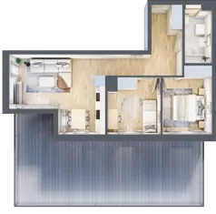 3 pokoje, mieszkanie 55,94 m², piętro 1, oferta nr G/67, DOKI Living - etap II, Gdańsk, Śródmieście, ul. Popiełuszki / Rybaki Górne