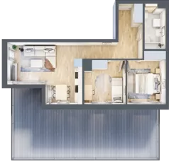 3 pokoje, mieszkanie 55,94 m², piętro 1, oferta nr G/147, DOKI Living - etap II, Gdańsk, Śródmieście, ul. Popiełuszki / Rybaki Górne