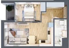 2 pokoje, mieszkanie 38,48 m², piętro 1, oferta nr G/148, DOKI Living - etap II, Gdańsk, Śródmieście, ul. Popiełuszki / Rybaki Górne
