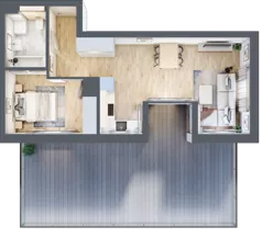 2 pokoje, mieszkanie 44,90 m², piętro 1, oferta nr G/156, DOKI Living - etap II, Gdańsk, Śródmieście, ul. Popiełuszki / Rybaki Górne