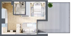 1 pokój, mieszkanie 35,62 m², piętro 1, oferta nr G/157, DOKI Living - etap II, Gdańsk, Śródmieście, ul. Popiełuszki / Rybaki Górne