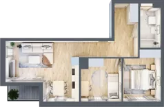 3 pokoje, mieszkanie 55,94 m², piętro 2, oferta nr G/159, DOKI Living - etap II, Gdańsk, Śródmieście, ul. Popiełuszki / Rybaki Górne