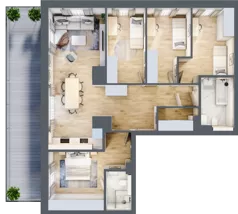 5 pokoi, mieszkanie 97,38 m², piętro 7, oferta nr G/218, DOKI Living - etap II, Gdańsk, Śródmieście, ul. Popiełuszki / Rybaki Górne