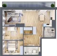 3 pokoje, mieszkanie 74,24 m², piętro 7, oferta nr G/220, DOKI Living - etap II, Gdańsk, Śródmieście, ul. Popiełuszki / Rybaki Górne