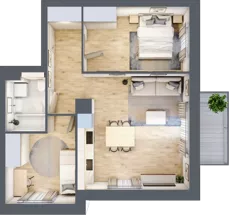 3 pokoje, mieszkanie 54,72 m², piętro 1, oferta nr B2/15, Osiedle przy Błoniach 3 - etap II, Rumia, Janowo, ul. Błoń Janowskich