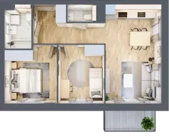 3 pokoje, mieszkanie 55,06 m², piętro 2, oferta nr B2/28, Osiedle przy Błoniach 3 - etap II, Rumia, Janowo, ul. Błoń Janowskich