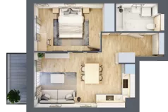 2 pokoje, mieszkanie 42,64 m², piętro 1, oferta nr B4/8, Osiedle przy Błoniach 3 - etap II, Rumia, Janowo, ul. Błoń Janowskich