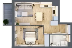 2 pokoje, mieszkanie 42,49 m², piętro 1, oferta nr B4/28, Osiedle przy Błoniach 3 - etap II, Rumia, Janowo, ul. Błoń Janowskich