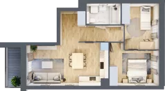 3 pokoje, mieszkanie 54,71 m², piętro 1, oferta nr B4/32, Osiedle przy Błoniach 3 - etap II, Rumia, Janowo, ul. Błoń Janowskich