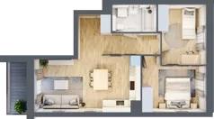 3 pokoje, mieszkanie 54,64 m², piętro 2, oferta nr B4/39, Osiedle przy Błoniach 3 - etap II, Rumia, Janowo, ul. Błoń Janowskich