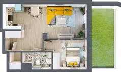 2 pokoje, mieszkanie 44,55 m², parter, oferta nr B1/8, Leśna Góra, Gdańsk, Brętowo, Niedźwiednik, ul. Leśna Góra