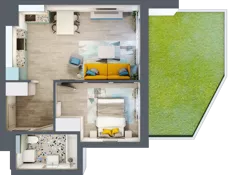 2 pokoje, mieszkanie 41,42 m², parter, oferta nr B1/9, Leśna Góra, Gdańsk, Brętowo, Niedźwiednik, ul. Leśna Góra