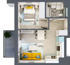 2 pokoje, mieszkanie 35,71 m², piętro 1, oferta nr B1/15, Leśna Góra, Gdańsk, Brętowo, Niedźwiednik, ul. Leśna Góra