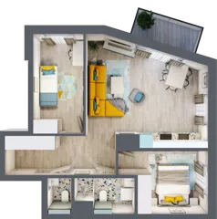 3 pokoje, mieszkanie 58,56 m², piętro 2, oferta nr B1/28, Leśna Góra, Gdańsk, Brętowo, Niedźwiednik, ul. Leśna Góra