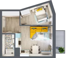 2 pokoje, mieszkanie 40,44 m², piętro 3, oferta nr B1/30, Leśna Góra, Gdańsk, Brętowo, Niedźwiednik, ul. Leśna Góra