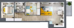 3 pokoje, mieszkanie 56,51 m², piętro 3, oferta nr B1/36, Leśna Góra, Gdańsk, Brętowo, Niedźwiednik, ul. Leśna Góra
