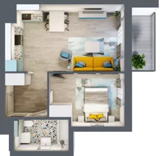 2 pokoje, mieszkanie 41,47 m², piętro 6, oferta nr B1/65, Leśna Góra, Gdańsk, Brętowo, Niedźwiednik, ul. Leśna Góra