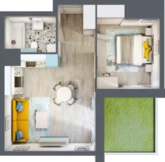 2 pokoje, mieszkanie 42,10 m², parter, oferta nr B1/2, Locus 2 - etap I, Rumia, Janowo, ul. Dąbrowskiego