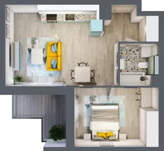 2 pokoje, mieszkanie 44,08 m², piętro 1, oferta nr B1/9, Locus 2 - etap I, Rumia, Janowo, ul. Dąbrowskiego