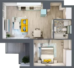 2 pokoje, mieszkanie 43,92 m², piętro 3, oferta nr B1/25, Locus 2 - etap I, Rumia, Janowo, ul. Dąbrowskiego