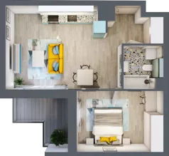 2 pokoje, mieszkanie 43,92 m², piętro 4, oferta nr B1/33, Locus 2 - etap I, Rumia, Janowo, ul. Dąbrowskiego