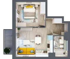 2 pokoje, mieszkanie 38,05 m², piętro 2, oferta nr B1/61, Locus 2 - etap I, Rumia, Janowo, ul. Dąbrowskiego