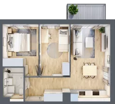 3 pokoje, mieszkanie 50,57 m², piętro 1, oferta nr B12/11, Osiedle przy Błoniach 3 - etap IV, Rumia, Janowo, ul. Błoń Janowskich 