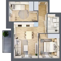 3 pokoje, mieszkanie 47,48 m², piętro 2, oferta nr B5/26, Osiedle przy Błoniach 3 - etap IV, Rumia, Janowo, ul. Błoń Janowskich 