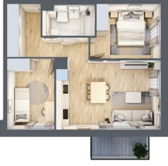 3 pokoje, mieszkanie 50,95 m², piętro 1, oferta nr B5/21, Osiedle przy Błoniach 3 - etap IV, Rumia, Janowo, ul. Błoń Janowskich 