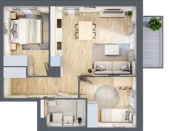 3 pokoje, mieszkanie 50,39 m², piętro 1, oferta nr B6/15, Osiedle przy Błoniach 3 - etap IV, Rumia, Janowo, ul. Błoń Janowskich 