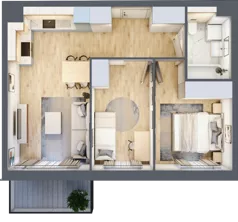 3 pokoje, mieszkanie 48,89 m², piętro 1, oferta nr B6/17, Osiedle przy Błoniach 3 - etap IV, Rumia, Janowo, ul. Błoń Janowskich 