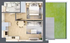2 pokoje, mieszkanie 34,43 m², parter, oferta nr B6/3, Osiedle przy Błoniach 3 - etap IV, Rumia, Janowo, ul. Błoń Janowskich 